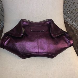 Alexander McQueen Mantra Leather Purple Clutch Bag